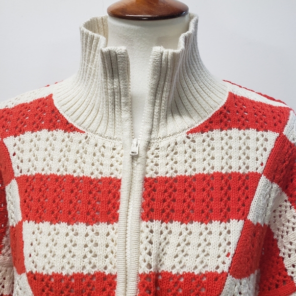 A New Day Womens Half Zip Mock Turtleneck Pullover Sweater Large Striped Preppy - Picture 7 of 12